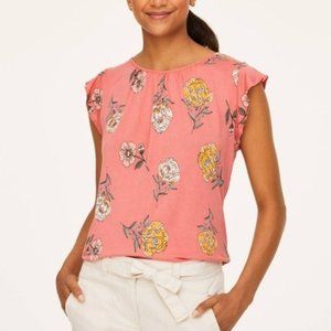 •LOFT• Floral Flutter Sleeve Top